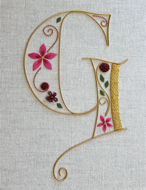 monogram hand embroidery G - Google Search | Embroidery monogram ...