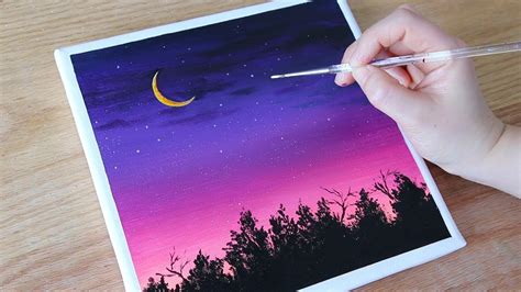 easy night sky painting tutorial - Sondra Beauregard