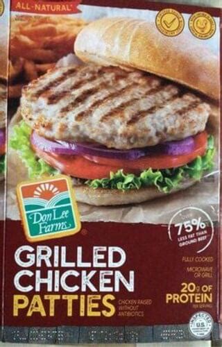 Don Lee Farms Lightly Seasoned Chicken Patties - 99 g, Nutrition ...