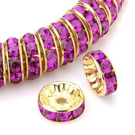 BEADNOVA 100pcs 8mm Gold Plated Crystal Rondelle Spacer Beads for ...