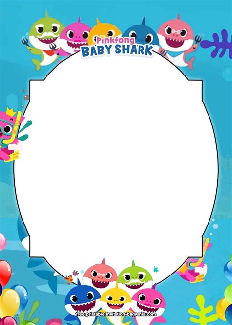 FREE Printable Baby Shark Birthday Invitation Templates (With images)