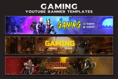 3 YouTube Gaming Banner Template PSD | Social Media Templates ...