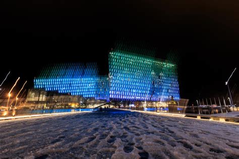 Night Scene Of Harpa Concert Hall In Reykjavik Editorial Stock Photo ...