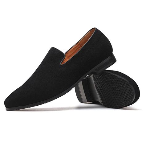 Black Suede Dapper Mens Prom Loafers Dress Shoes Loafers