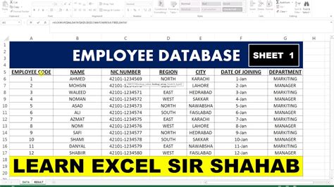 Excel Template For Employee Database