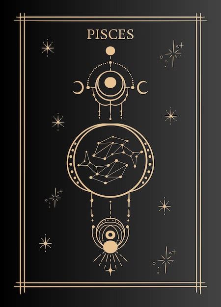 Premium Vector | Geometric zodiac pisces. astrological tarot card ...