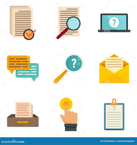 Request Icons Set Flat Vector Isolated Stock Vector - Illustration of ...