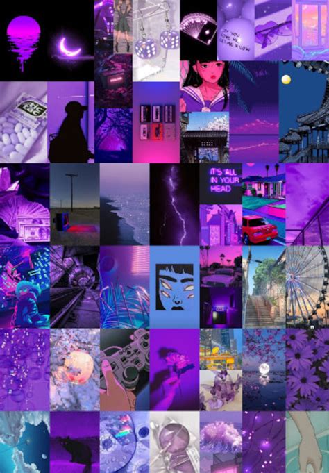 Anime Aesthetic Wall Collage Kit, Aesthetic Room Decor,purple Wall ...