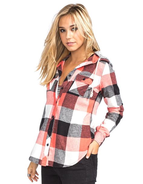 FULL TILT Buffalo Womens Hooded Flannel Shirt 249178569 | Flannels ...