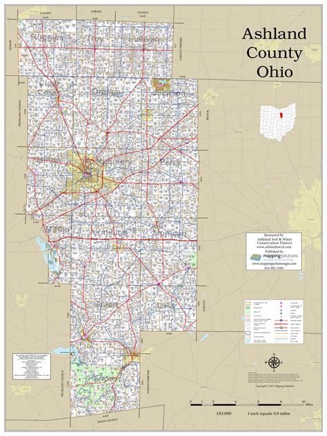 Ashland County Ohio 2021 Wall Map | Mapping Solutions