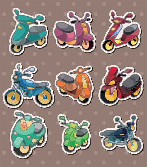 Cartoon Motorcycle Stickers Stock Vector - Illustration of motor, black ...