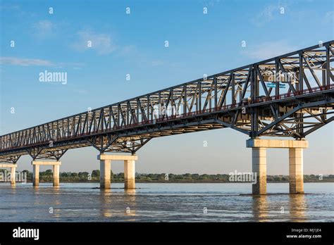 Pakokku Bridge across the Irrawaddy River, Myanmar (Burma Stock Photo ...