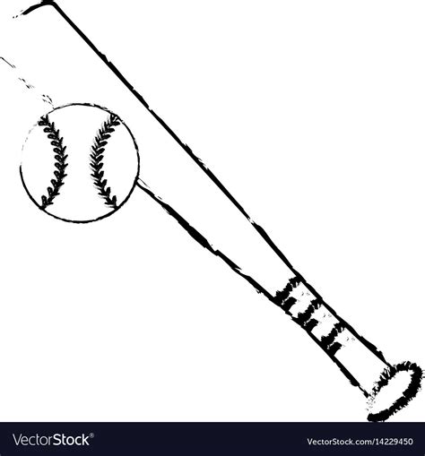 Baseball bat ball sport image sketch Royalty Free Vector