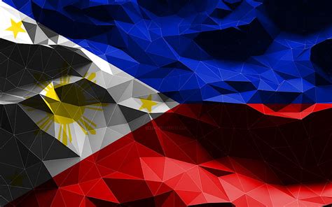 Philippine flag, low poly art, Asian countries, national symbols, Flag ...