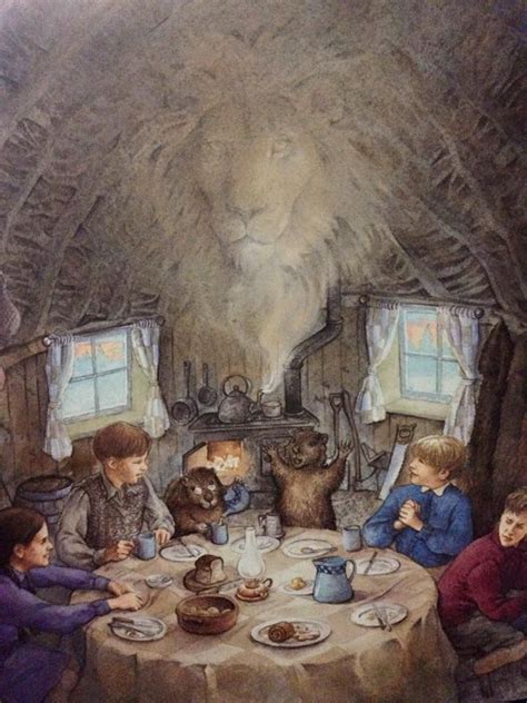 Narnia- Lucy, Peter, Susan, and Edmund in Mr. and Mrs. Beaver's house ...