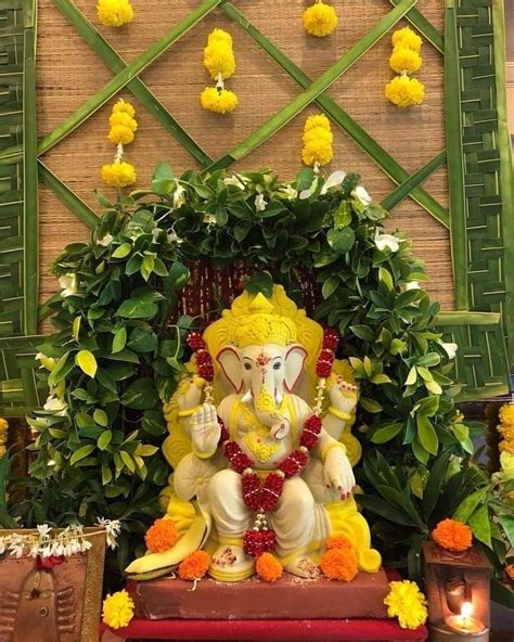 Simple Flower Decor | Ganpati decoration design, Flower decorations ...