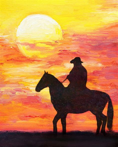 Image result for acrylic painting of sunset cowboy silhouette | Canvas ...