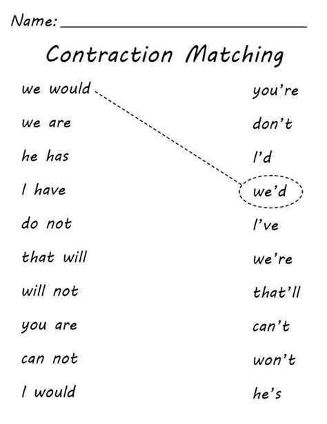 Contractions Free Worksheets 2nd Grade