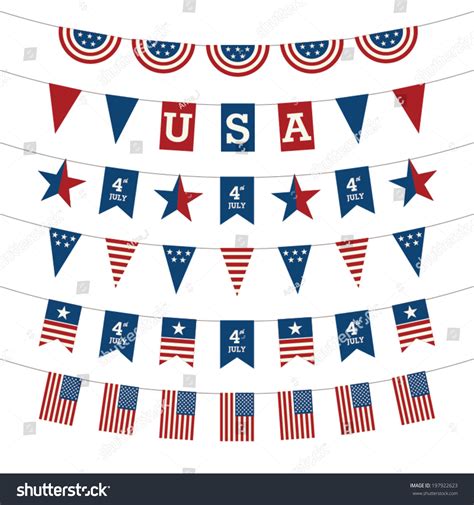 Set Of Patriotic Bunting Flags. 4th Of July American Flag For ...