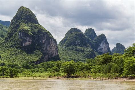 Karst Mountains and Limestone Peaks of Li River in China Stock Image ...