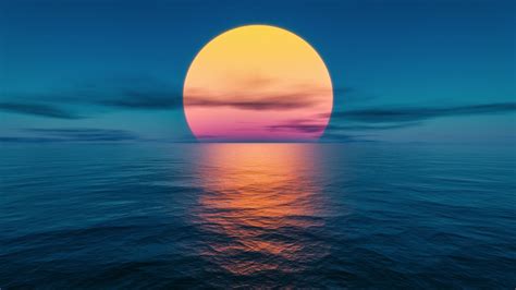 Sunset in the ocean Fantasy Wallpaper 4k HD ID:7835