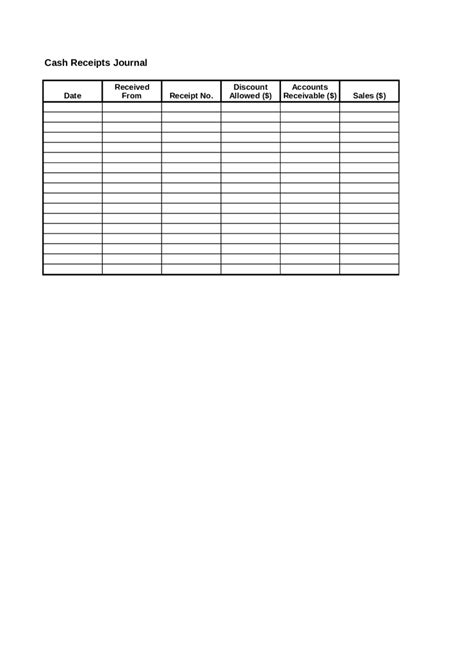 2022 Cash Receipts Journal Template - Fillable, Printable PDF & Forms ...