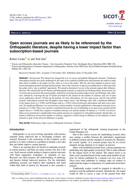 (PDF) Open access journals are as likely to be referenced by the ...