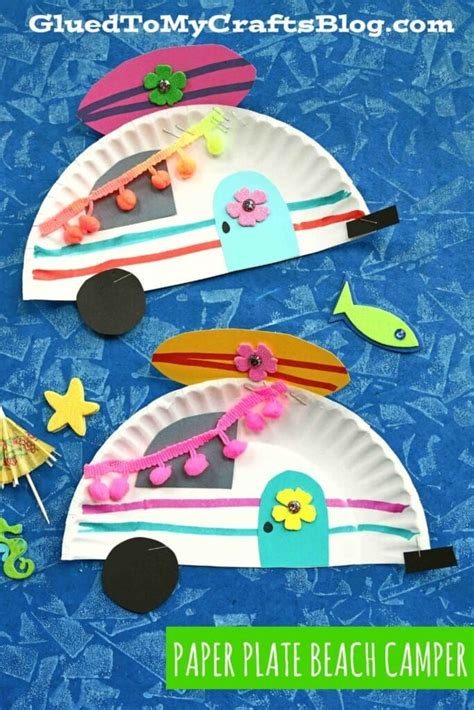 Paper Plate Beach Camper - Summer Kid Craft Idea | Camping crafts for ...