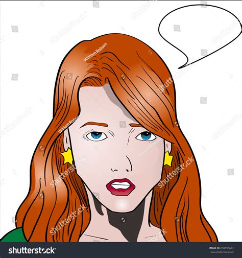 Vector Drawn Image Of A Young Woman Talking With Speech Bubble ...