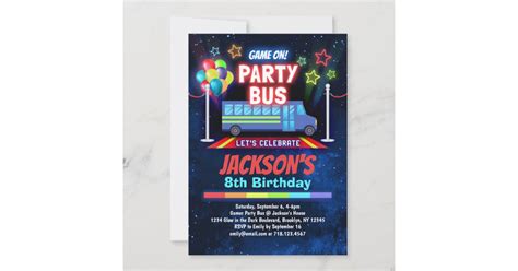 Boys Video Game Party Bus Invitation | Zazzle