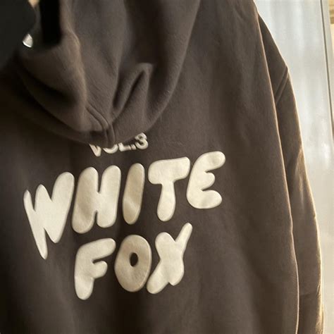 white fox hoodie good condition size s/m - Depop