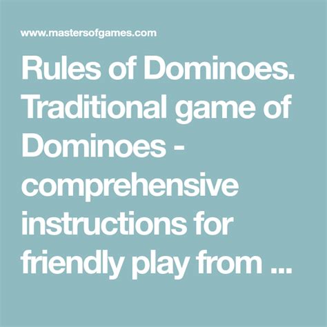 Printable Dominoes Rules