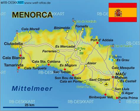 Menorca spain map