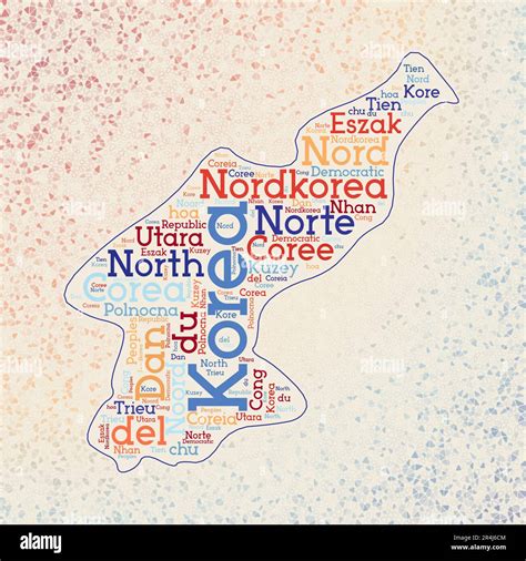 North Korea shape whith country names word cloud in multiple languages ...