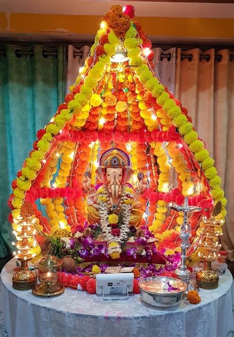 Pin by Girija Shankar on gi | Ganesh chaturthi decoration, Decoration ...