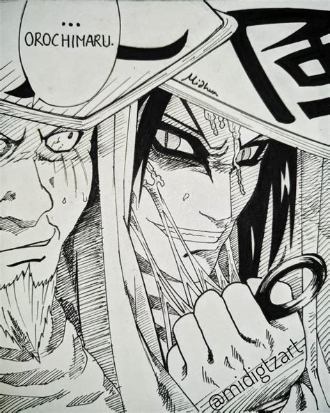 Orochimaru vs Hiruzen manga art by midigtzart on DeviantArt