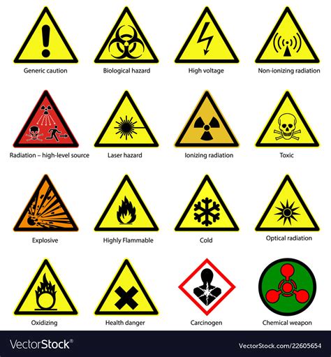 Set of hazard symbols Royalty Free Vector Image