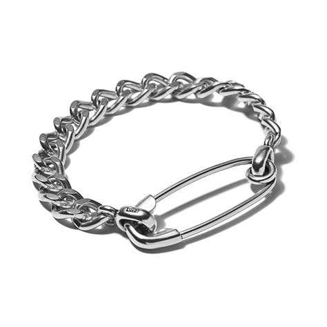 Giles & Brother - Sterling Silver Safety Pin ID Chain Bracelet