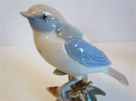 Vintage Ceramic Blue Bird Figurines Decorative Bird Knick