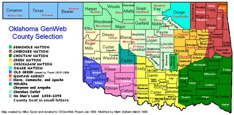 Oklahoma GenWeb Clickable Map