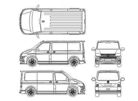 Volkswagen Transporter T6.1 SportLine '2021 - 2D drawing (blueprints ...