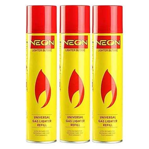 Pack of 3 Neon Lighter Gas Refill Butane Universal Fluid Fuel Ultra ...