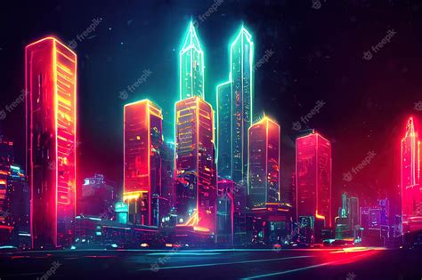 Premium Photo | Futuristic city concept art cityscape at night with ...