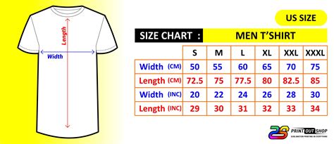 Size Chart For T Shirts