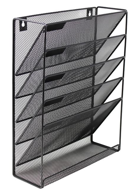 Mesh Wall Mounted Hanging Document File Organizer - 5 Compartment ...