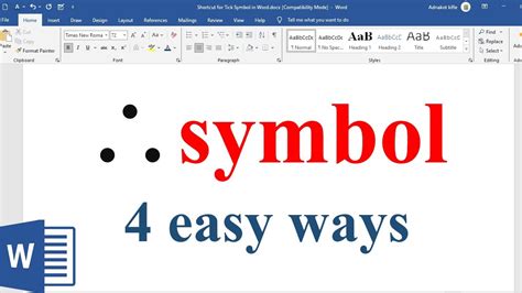 How to insert therefore symbol in Word | Therefore symbol in Word using ...