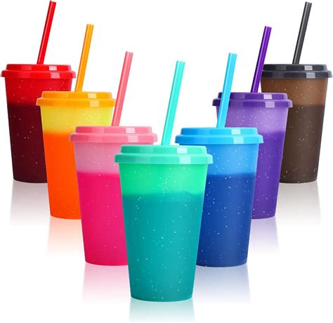 Amazon.com: Color Changing Cups with Lids & Straws - 7 Pack 12 oz ...