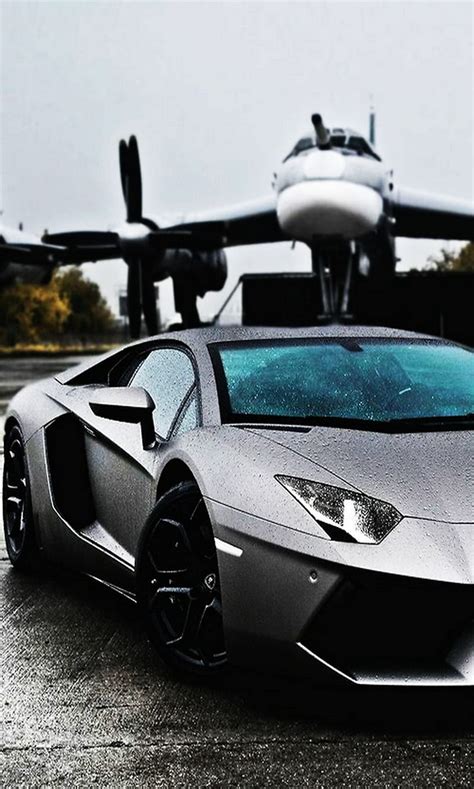 Lamborghini, aventador, plane, rain, silver, HD phone wallpaper | Peakpx