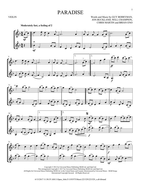 Coldplay "Paradise" Sheet Music Notes | Download Printable PDF Score 112411