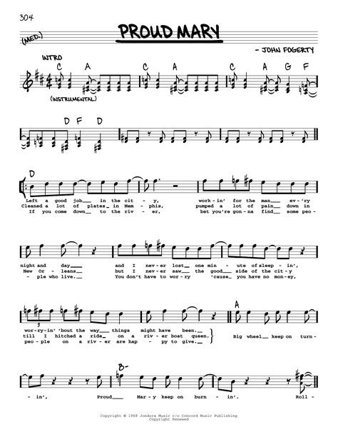 Proud Mary by Ike & Tina Turner Sheet Music for Real Book – Melody ...